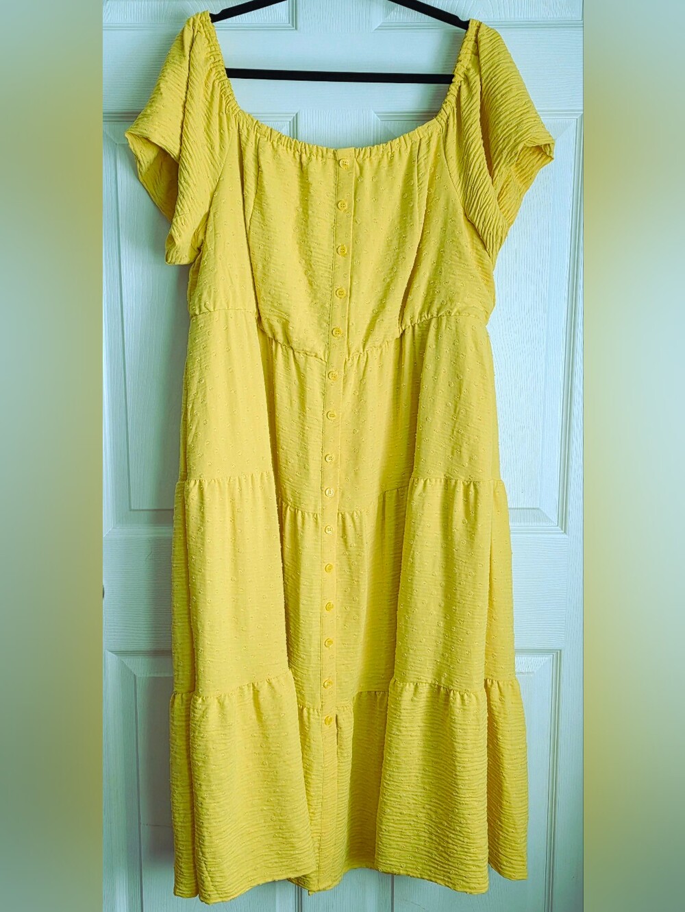 Lane Bryant Yellow Convertible Off-the-Shoulder Tiered Midi Dress Size 20